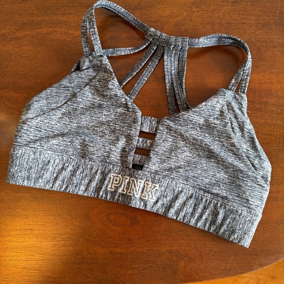 PINK Victoria's Secret Gray Sports Bra Strappy Design - Picture 1 of 3